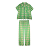 Brooks Avenue - Scalloped Pajama Set Long Pant & Short Top - Flora Green