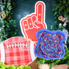 Songbird Grove Collection - Red and Blue Bulldog Face Yard Art