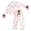 Ruffled Candy Canes PJ Set with Velvet Ties