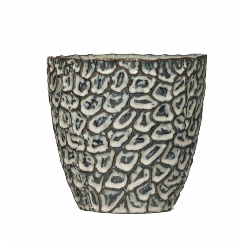 Embossed Stoneware Pot
