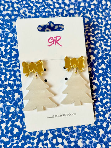 Cream and Gold Tree Earrings