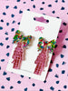 Pink Nutcracker with Electric Confetti Bow Earrings