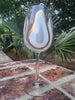 Hand Painted Stemmed Oyster Wine Glass