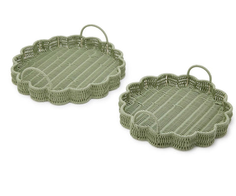 Green Wicker Tray
