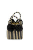 Straw Mini Bag with Pompom Accent