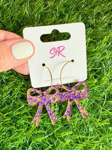 Purple & Gold Bow Earrings