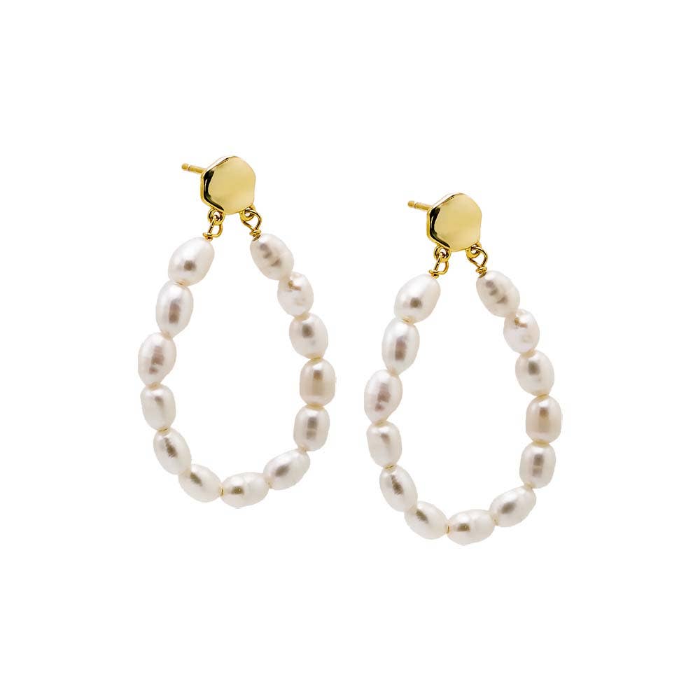 Open Pearl Statement Drop Stud Earring