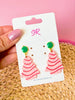 Pink Christmas Tree Cake Dangle Earrings