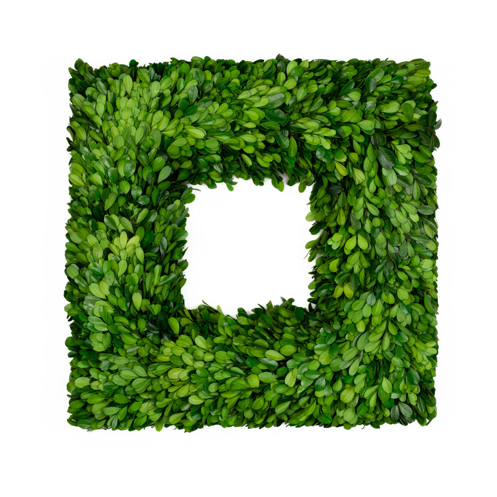 Preserved Boxwood Square Wreath