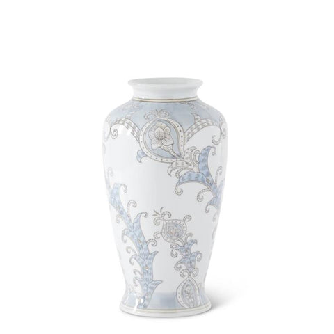 Blue & Gray Floral Ceramic Vase