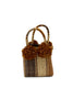 Straw Mini Bag with Pompom Accent