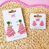Pink Christmas Tree Cake Dangle Earrings