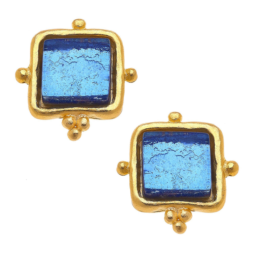 Madeline Blue French Glass Studs