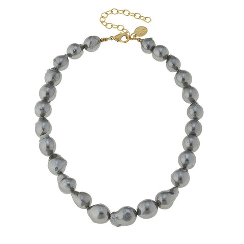 Susan Shaw - Grey Baroque Pearl Necklace