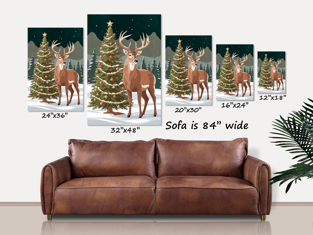 Christmas Deer Winter Wildlife Canvas Wall Art