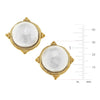 Gold and Cotton Pearl Cabochon Earrings