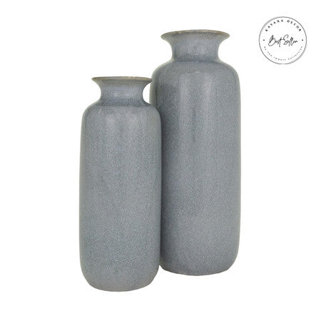 Glazed Blue Vase Set