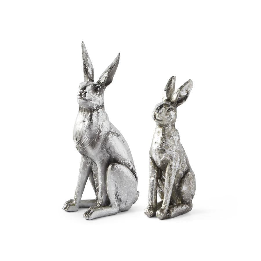 Antiqued Silver Resin Rabbit Set