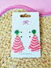Pink Christmas Tree Cake Dangle Earrings