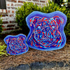 Songbird Grove Collection - Red and Blue Bulldog Face Yard Art