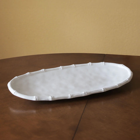 Bamboo White Melamine Oval Platter