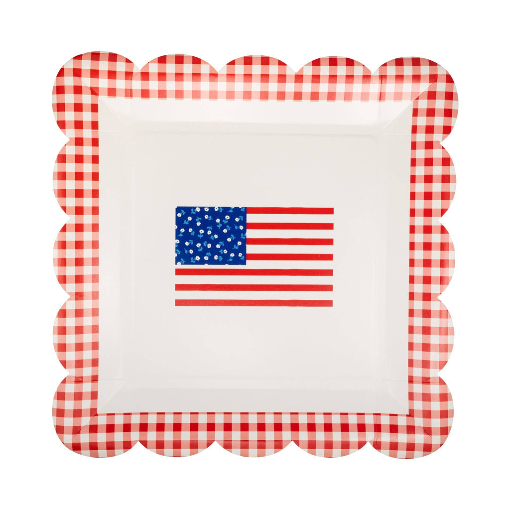 Gingham Flag Paper Plates