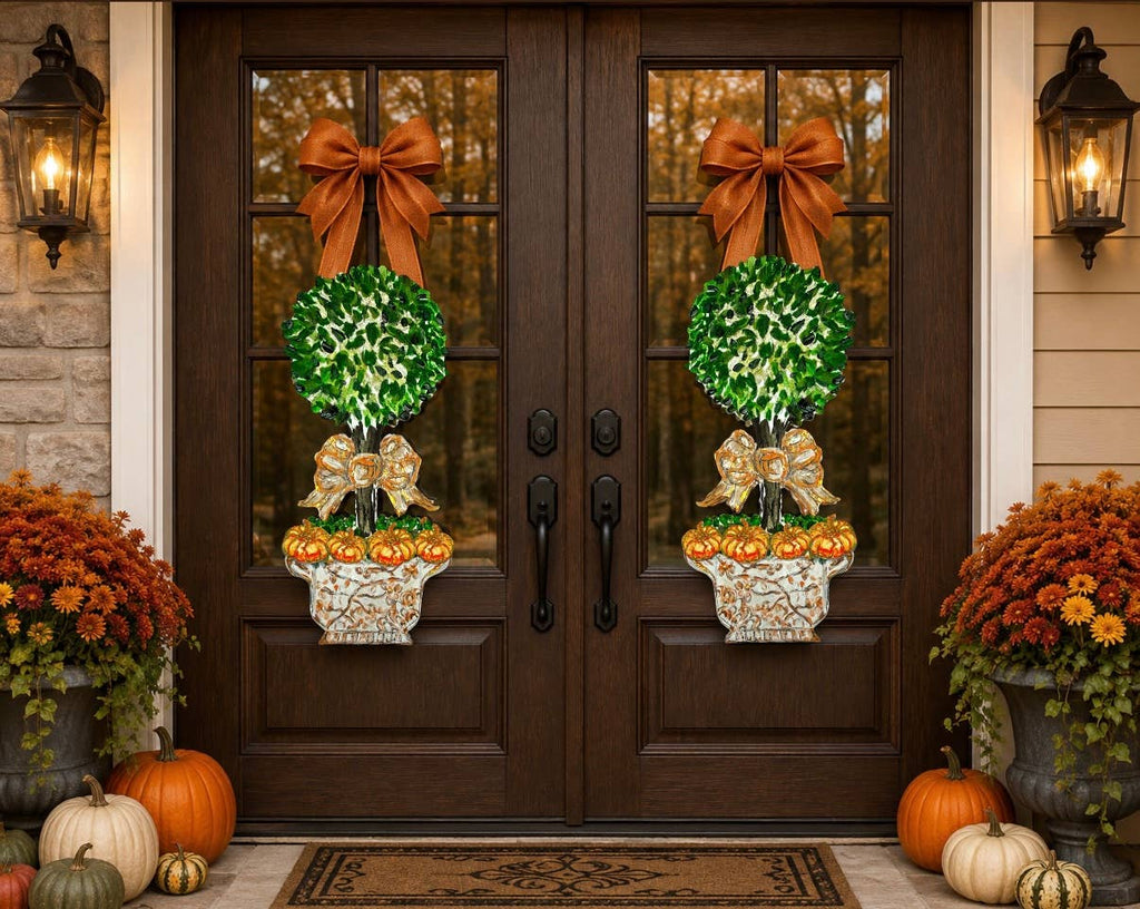 Pumpkin Topiary Door Hanger