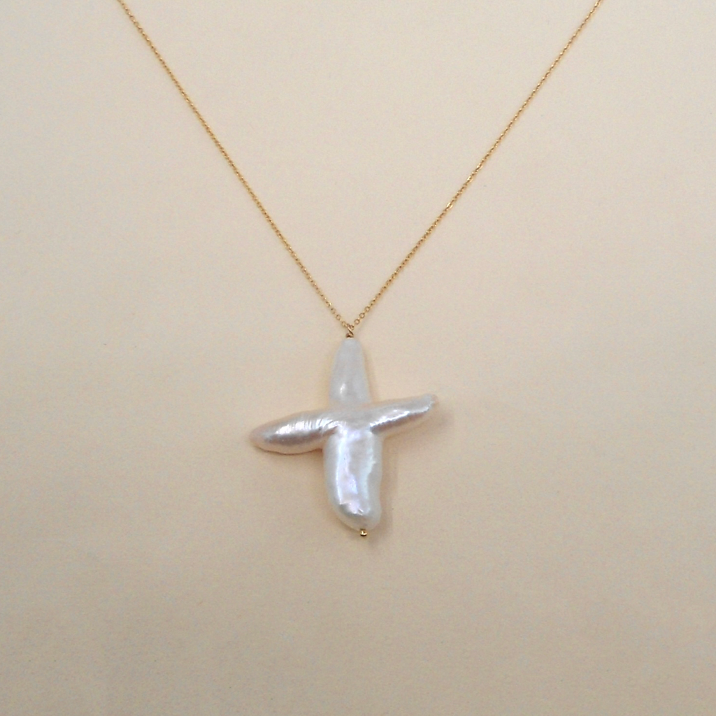 Elle Freshwater Pearl Cross Necklace