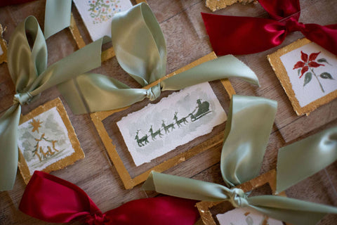 Santa's Sleigh Hand Painted Watercolor Ornament