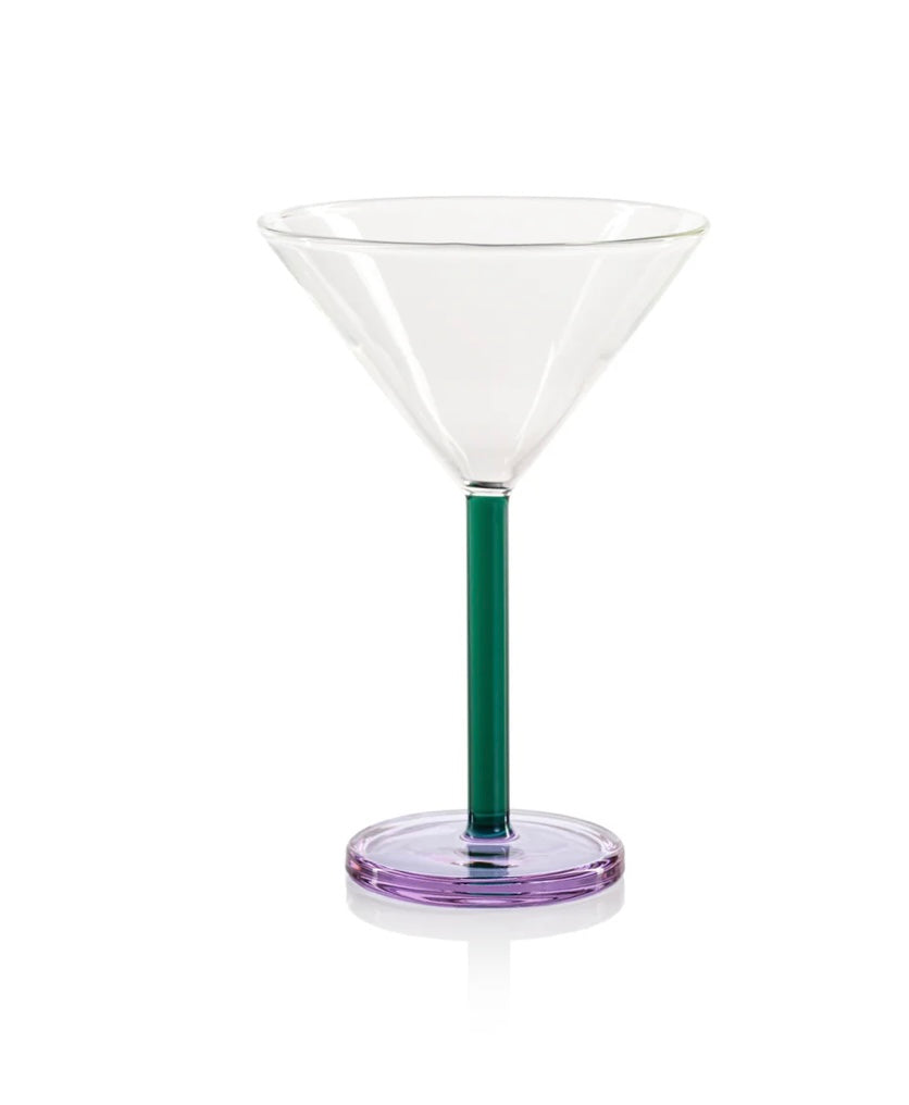 Teal + Lilac Martini Glass