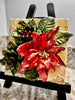 Christmas Poinsettia & Holly Red Canvas Art