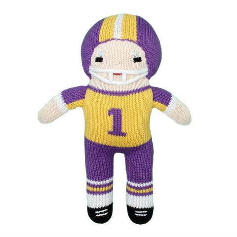 Purple & Gold Football Player Knit Doll