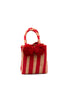 Straw Mini Bag with Pompom Accent