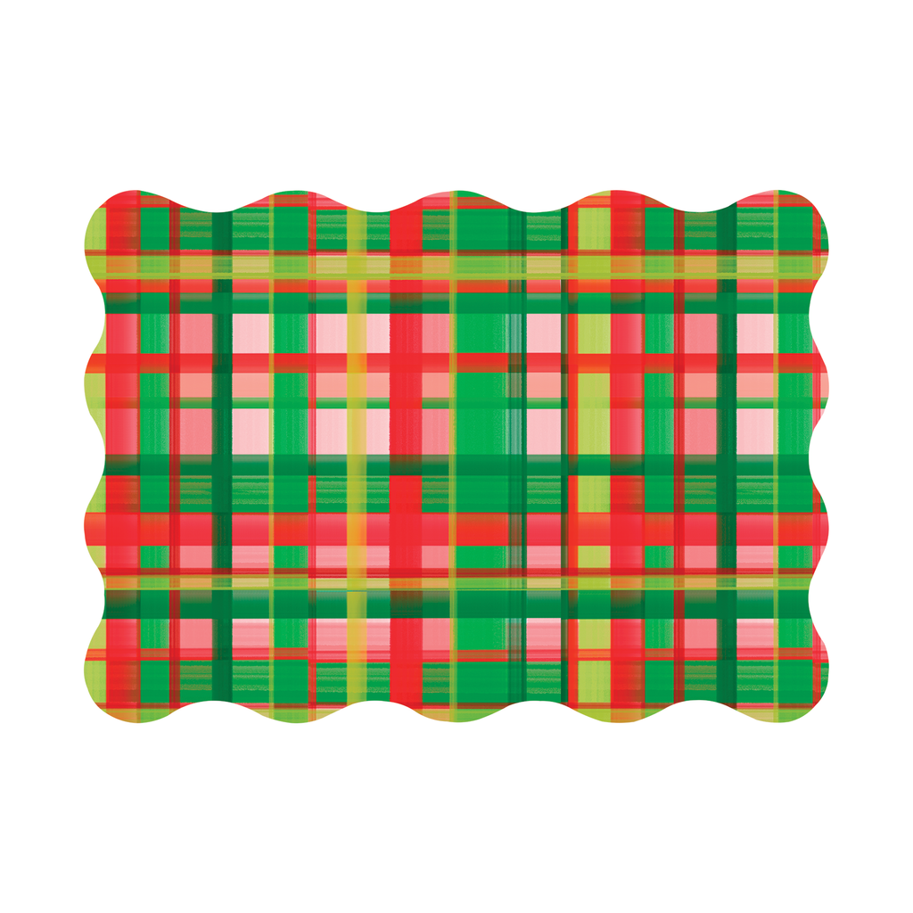 Holiday Plaid Scalloped Rectangle Paper Placemat