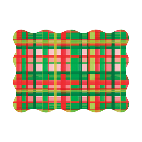 Holiday Plaid Scalloped Rectangle Paper Placemat