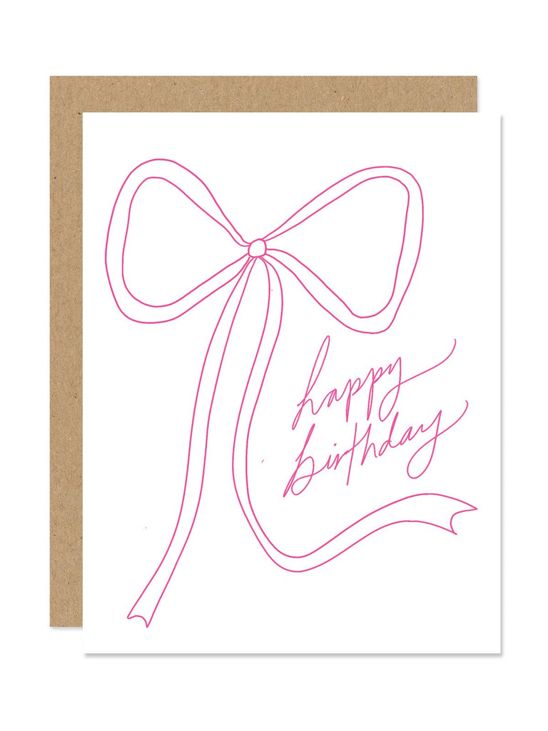 Pink Bow Happy Birthday Card