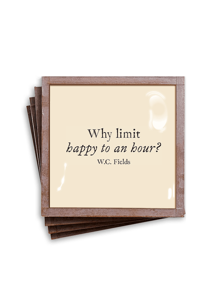 Why Limit Happy Copper & Glass Coasters, Set of 4