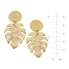 Gold Round Post Top and Leaf Earrings