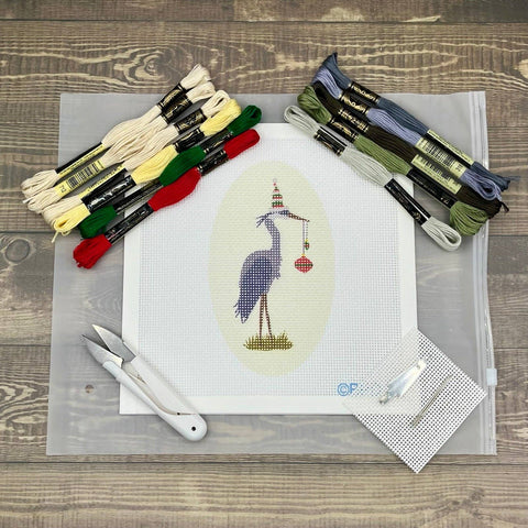 Christmas Heron Needlepoint Design Kit