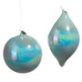 Blue Iridescent Blown Glass Ornament