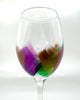 Mardi Gras Hand Painted Stemmed Wine Glass