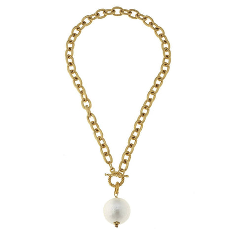 Susan Shaw - Cotton Pearl Toggle Necklace