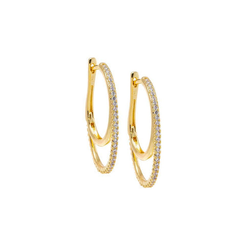 Layered Double Hoop CZ Earrings