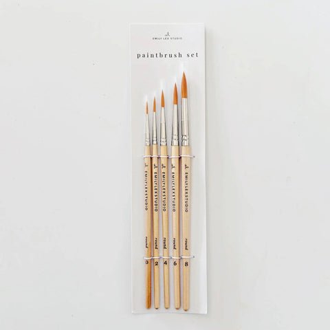 emily lex studio - Watercolor paintbrush set of five wood brushes