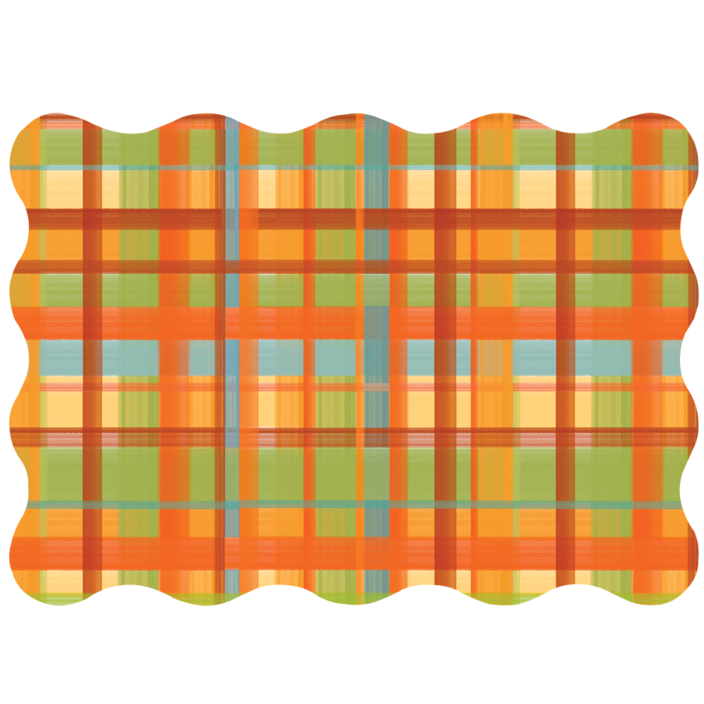 Fall Plaid Scalloped Rectangle Paper Placemats