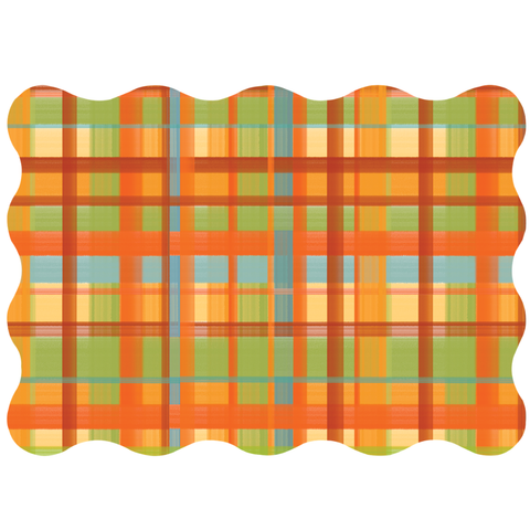 Fall Plaid Scalloped Rectangle Paper Placemats
