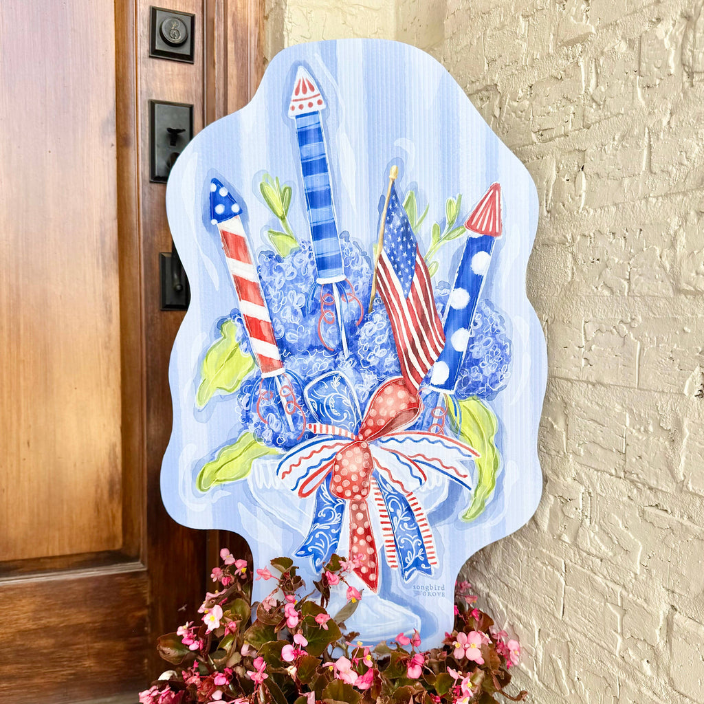 Patriotic Hydrangeas Yard Art