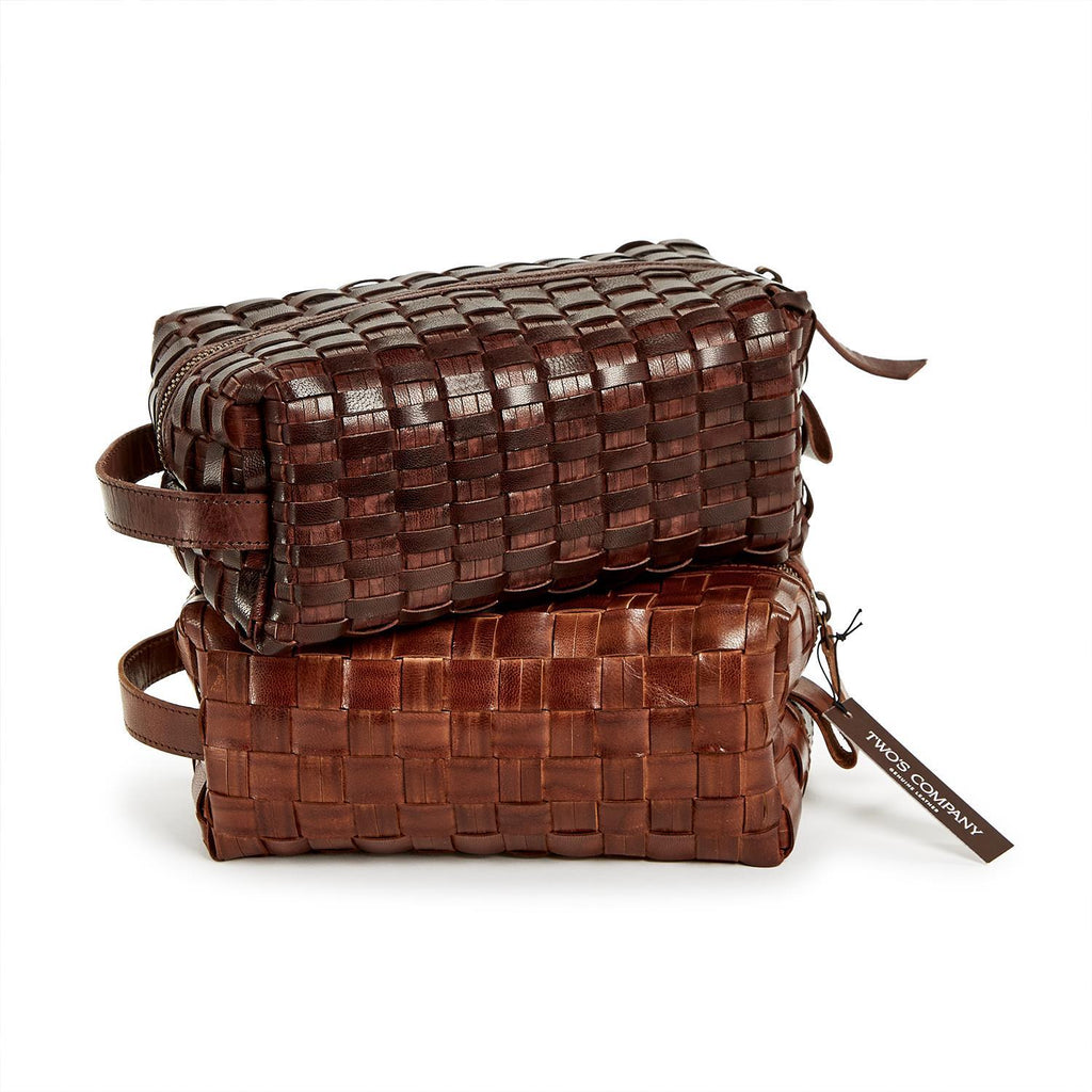 Woven Leather Dopp Kit