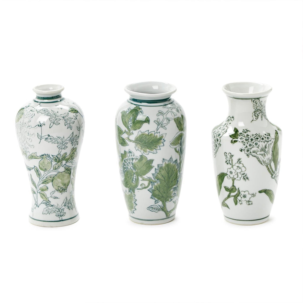 Green & White Chinoiserie Vase