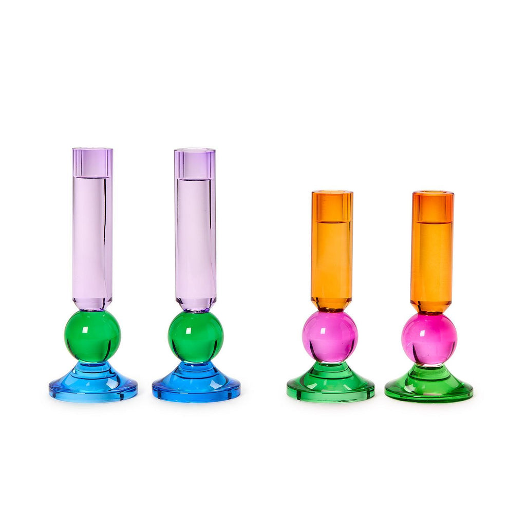 Color Pop Glass Taper Candleholder Set